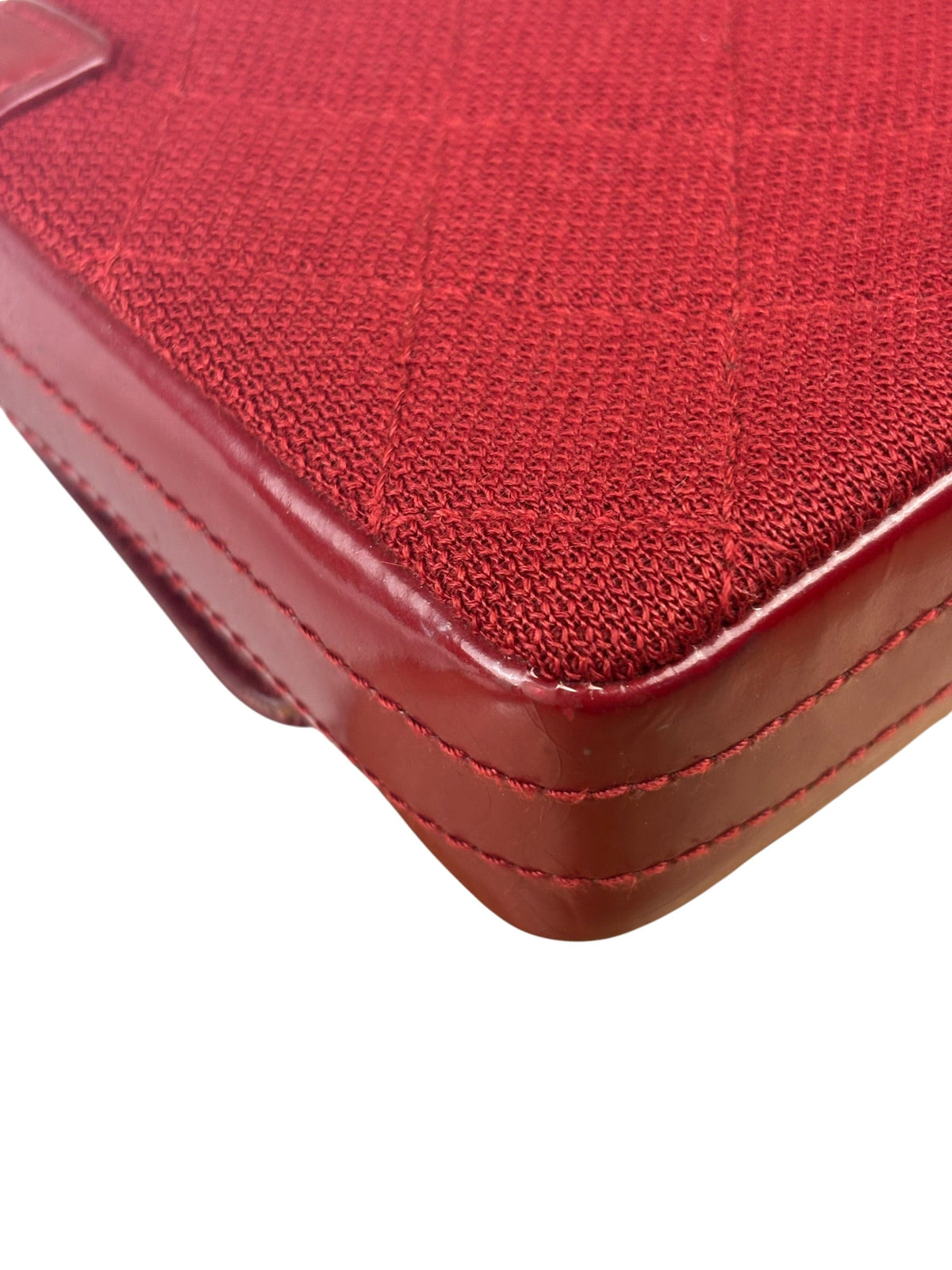 Chanel Dark Red East West Chocolate Bar Patent Trim Handbag 2002-03