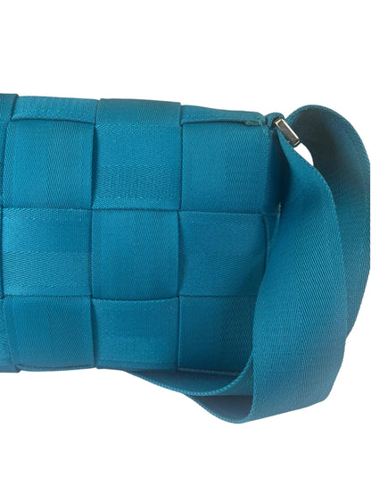 Bottega Veneta Teal Blue Intrecciato Cassette Flap Crossbody Bag