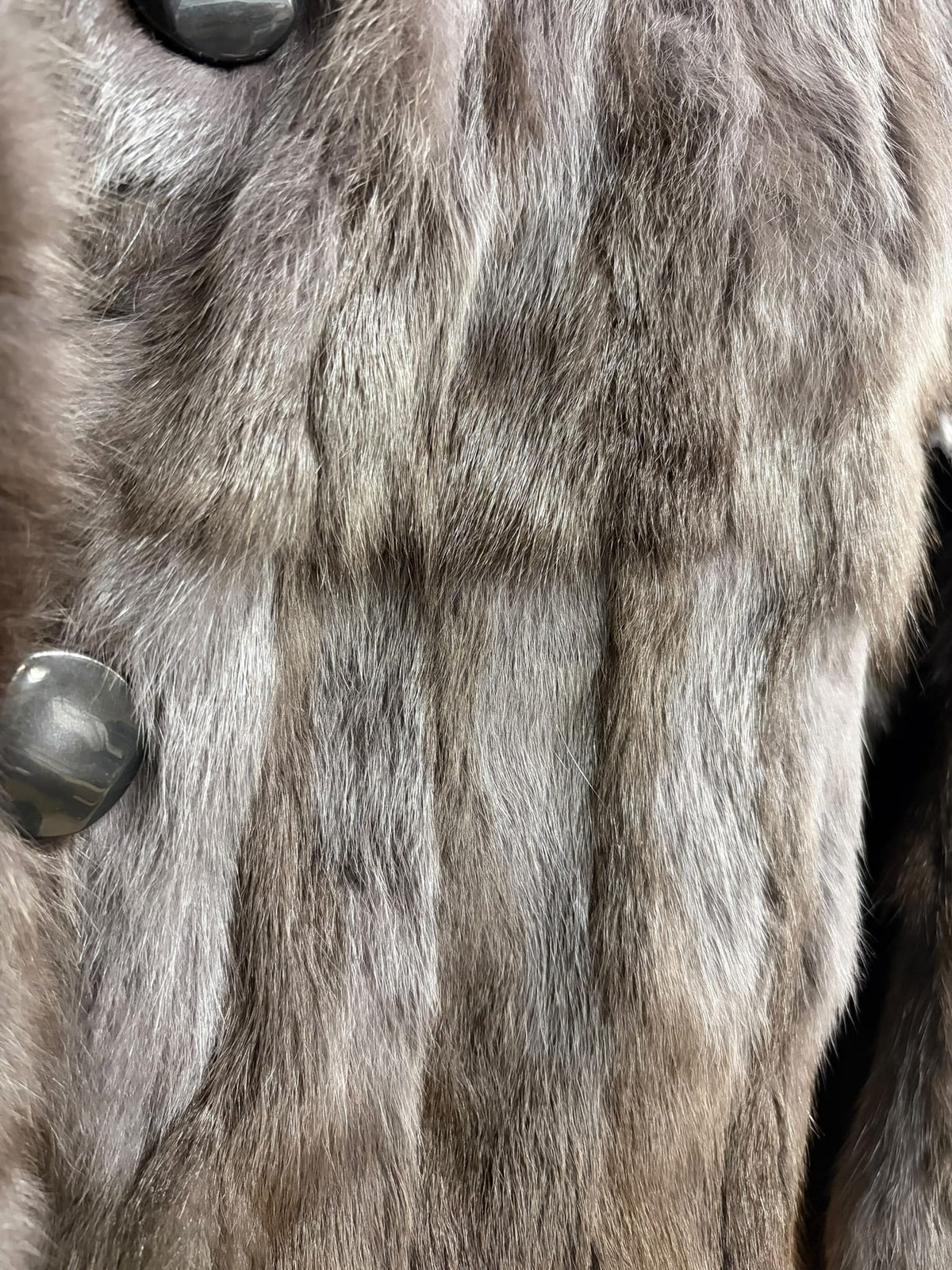 Vintage Russian Squirrel Greyish Brown Reversible Fur & Silk Coat