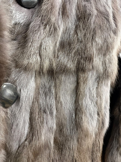 Vintage Russian Squirrel Greyish Brown Reversible Fur & Silk Coat