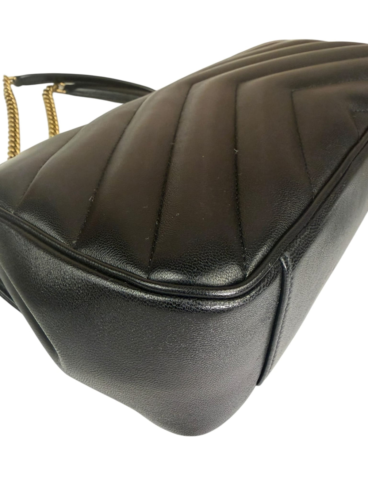 YSL Black Lambskin Matelasse Medium Loulou Shoulder Bag