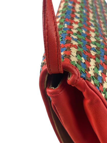 Fendi Colorblock Leather Woven Shoulder Bag