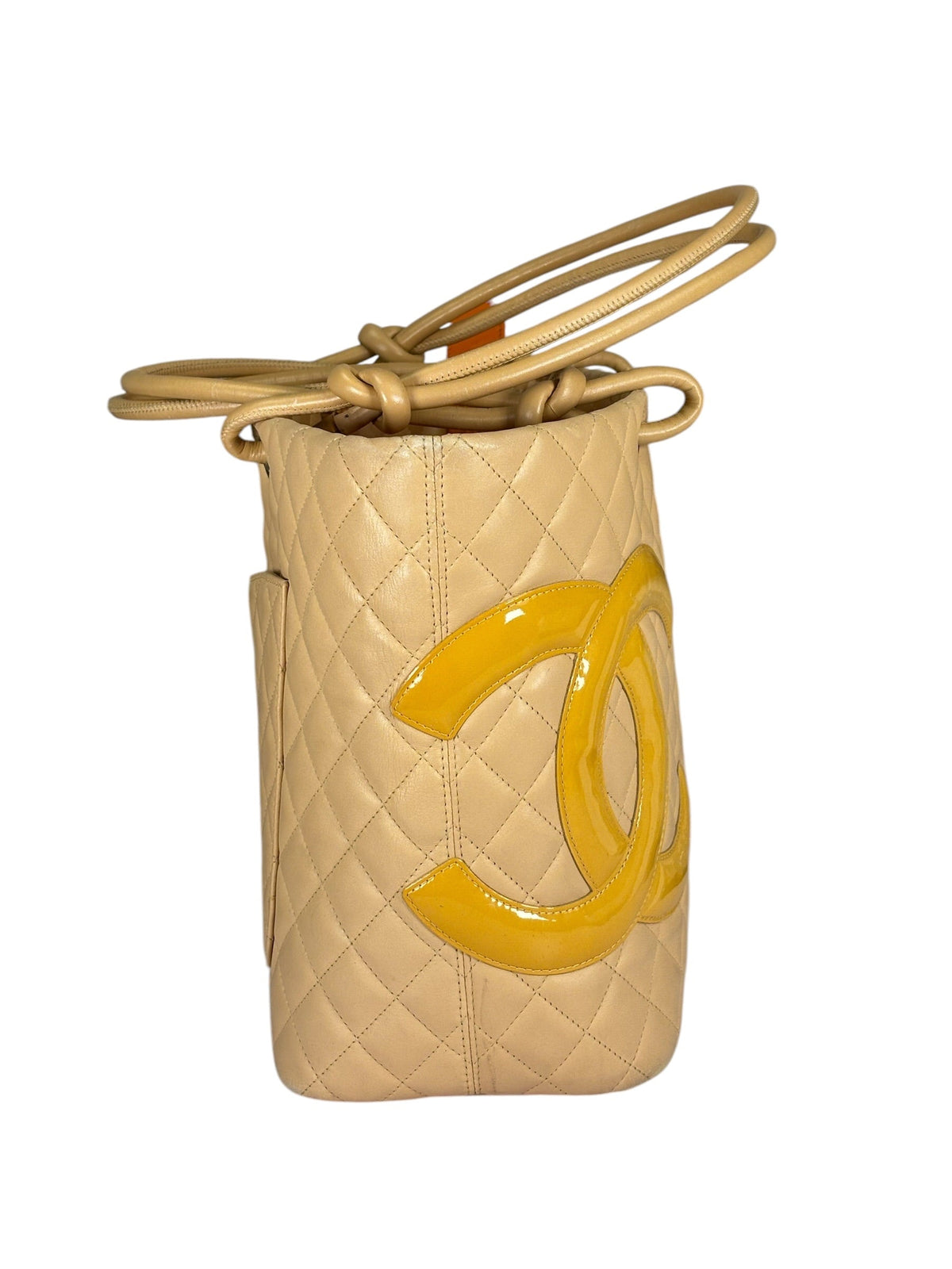 Chanel Beige Quilted Lambskin Linge Cambon Tote2005