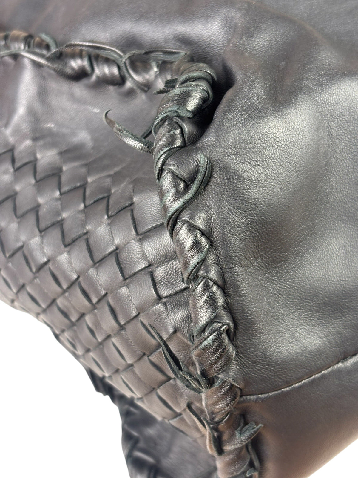 Bottega Veneta Black Intrecciato Fringe Shoulder Bag