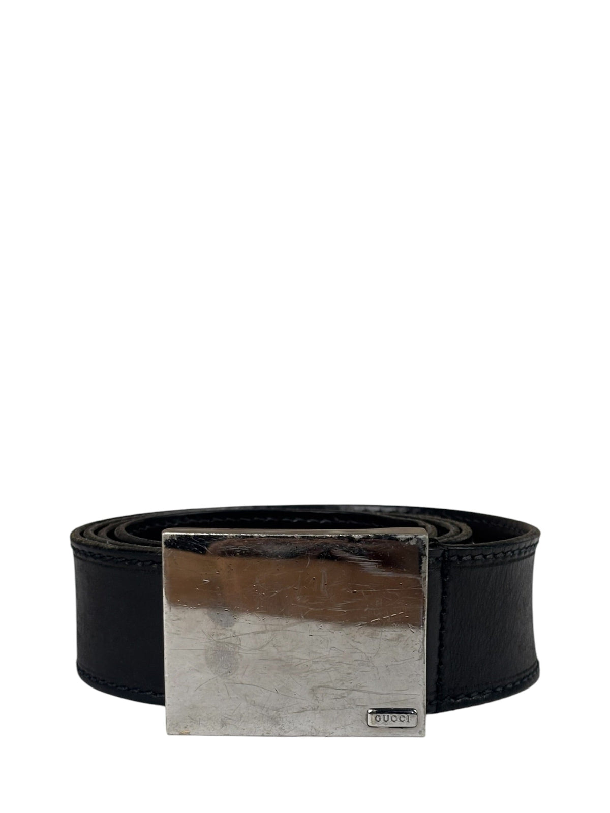 Gucci Silver-Toned Leather Belt