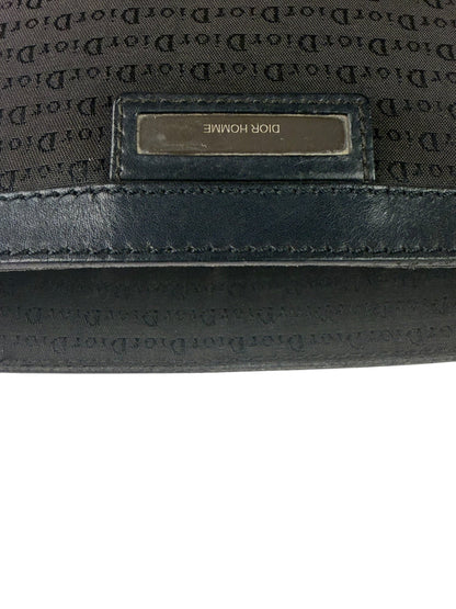 Christian Dior Black Leather Trim Canvas Dior Print Crossbody Bag