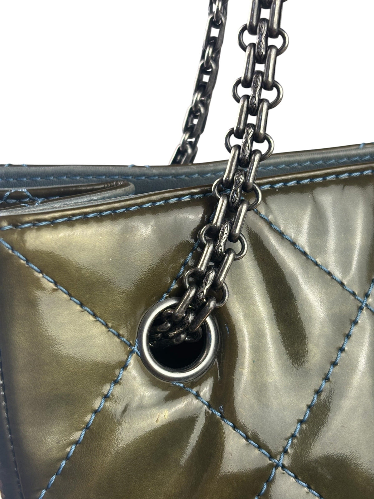 Chanel Green Quilted Patent Leather Reissue XL Tote 2011