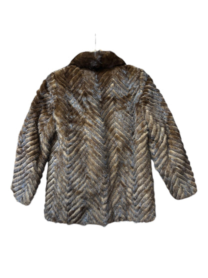 Vintage Hazel Brown Chevron Stripped Mink Fur Coat