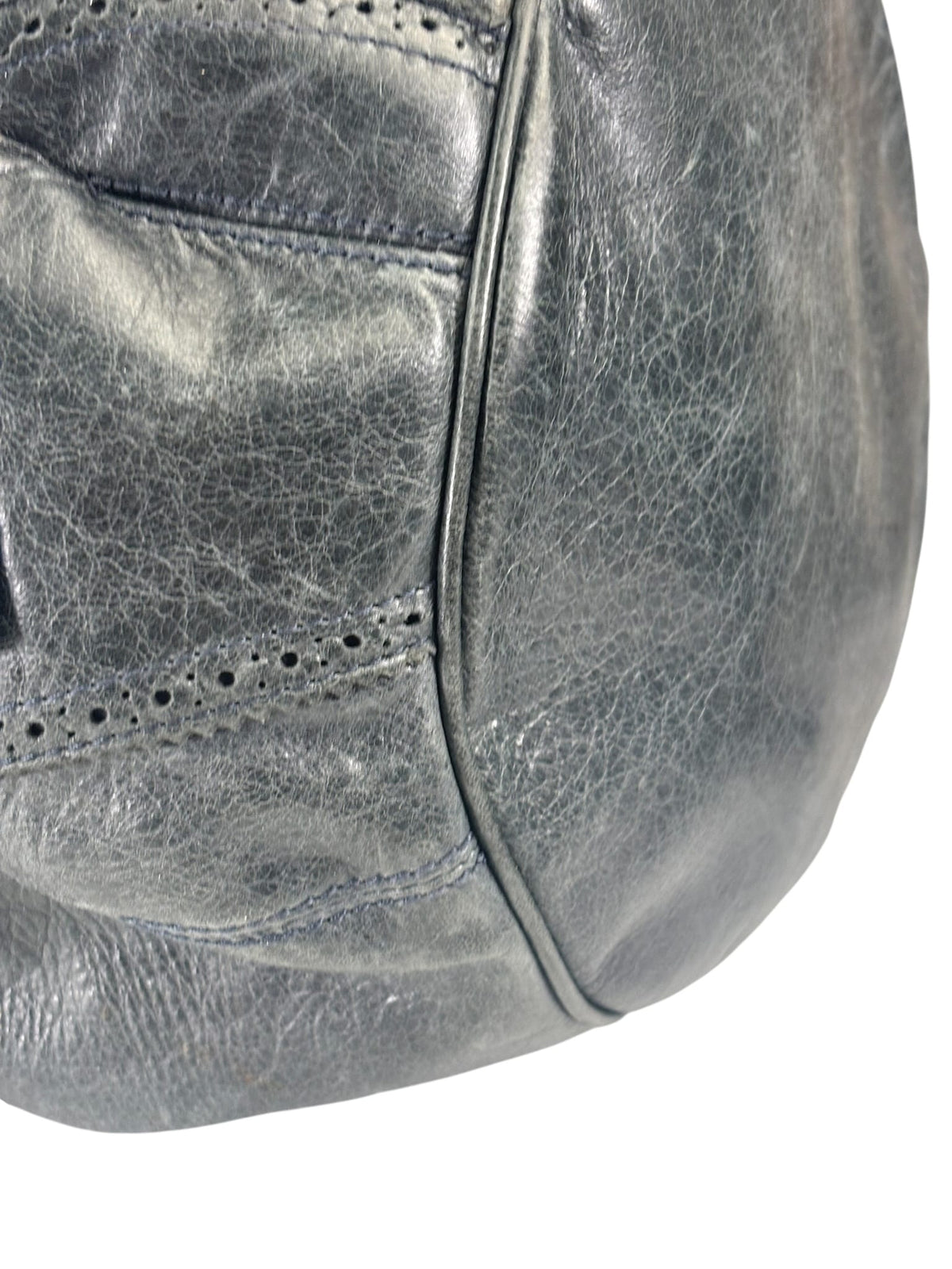 Balenciaga Grey Lambskin Giant Brogues Pompom Two-Way Bag