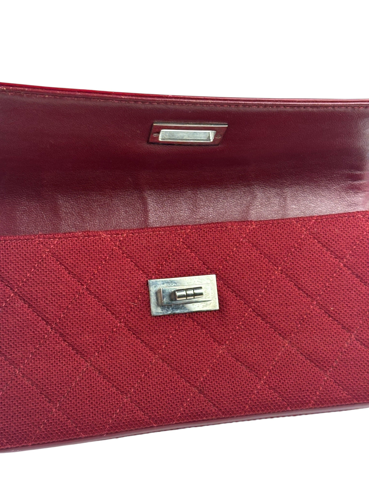 Chanel Dark Red East West Chocolate Bar Patent Trim Handbag 2002-03