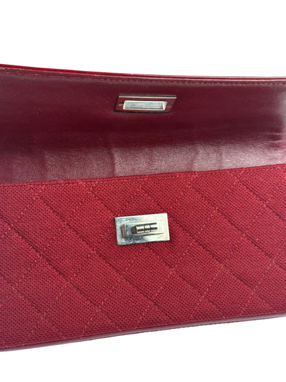 Chanel Dark Red East West Chocolate Bar Patent Trim Handbag 2002-03