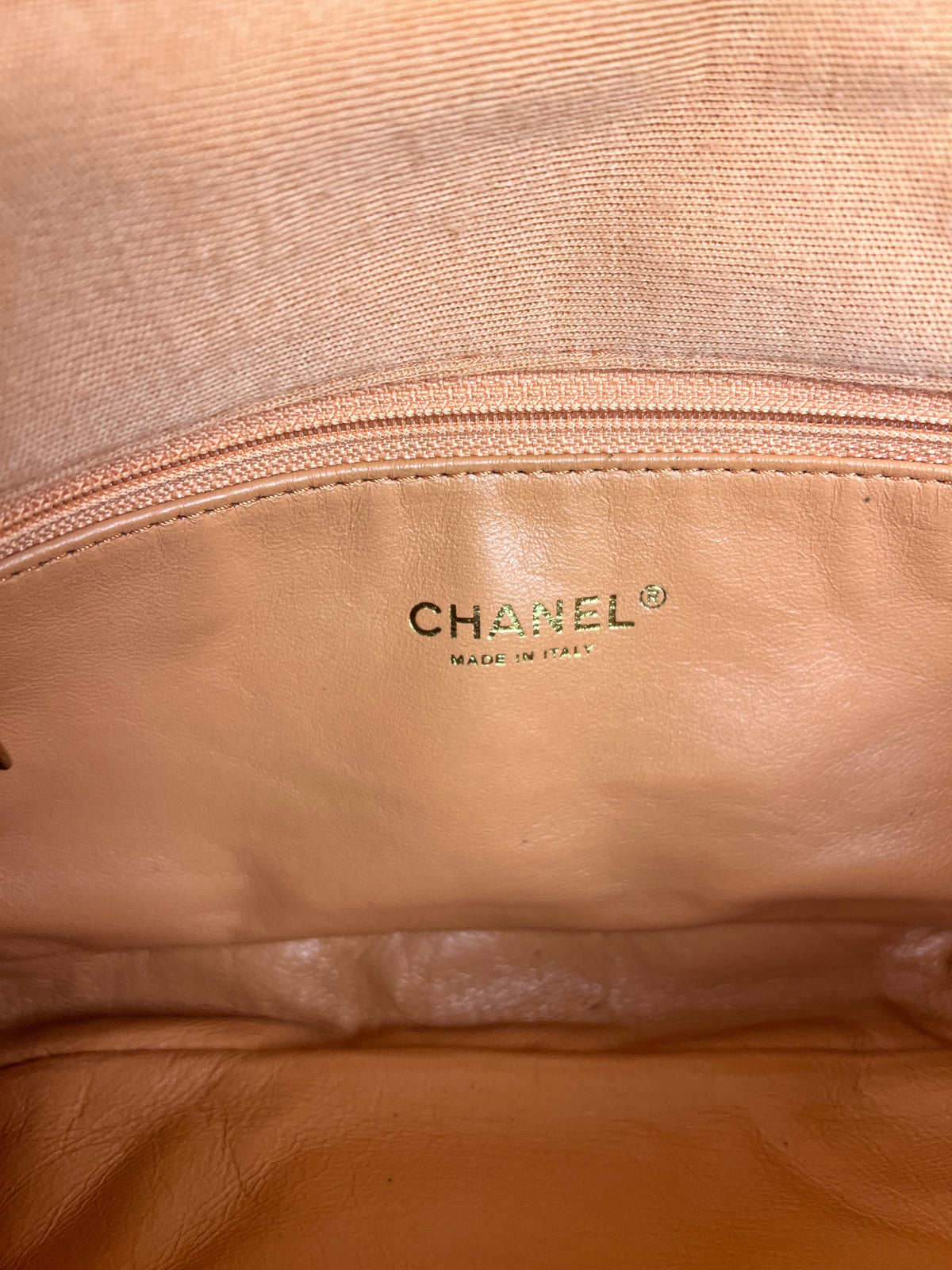 Chanel CC Peach Jersey Quilted Flap Bag