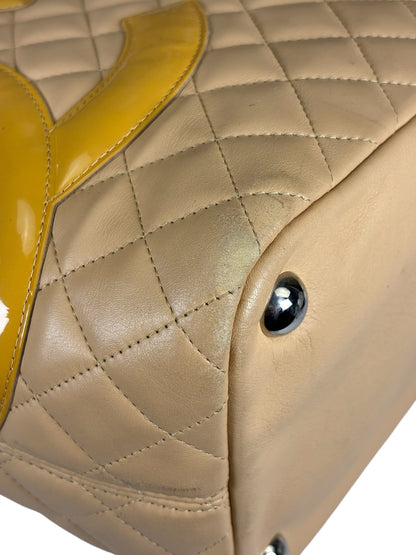 Chanel Beige Quilted Lambskin Linge Cambon Tote2005