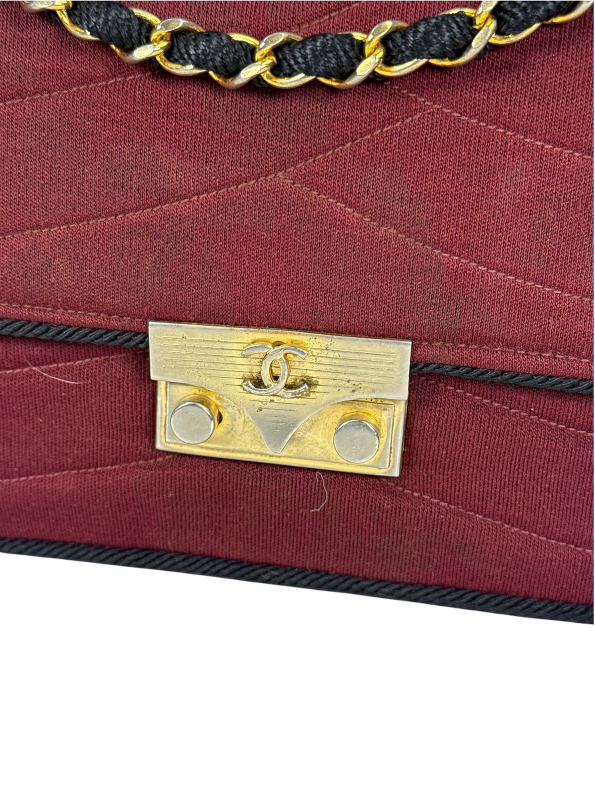 Chanel Vintage Burgundy Cotton Pairs-Seoul Pagoda Flap Bag