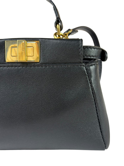 Fendi Black Leather Nano Peekaboo Two-Way Bag