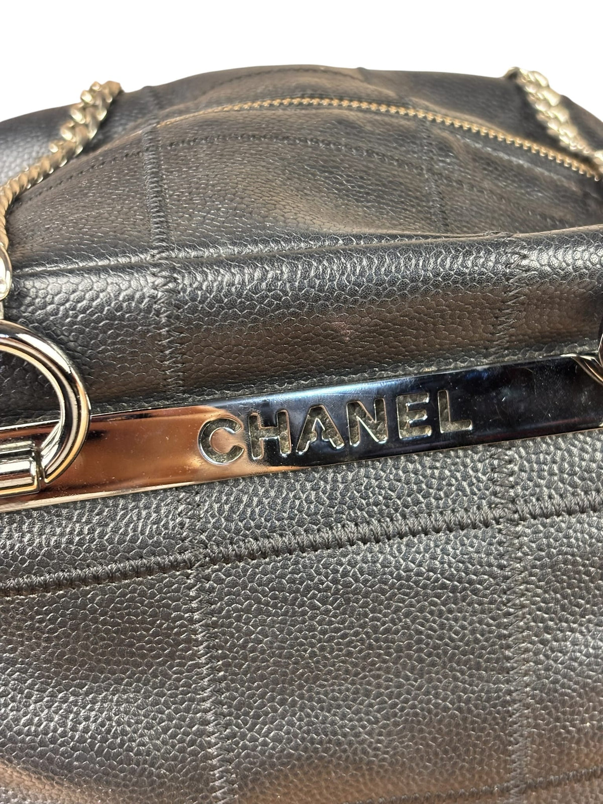Chanel Black Caviar Chocolate Bar Shoulder Bag