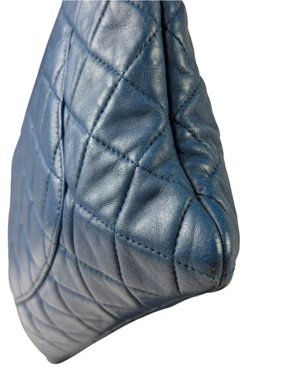 Chanel Blue Quilted Leather O-Case Zipped Pouch 2017
