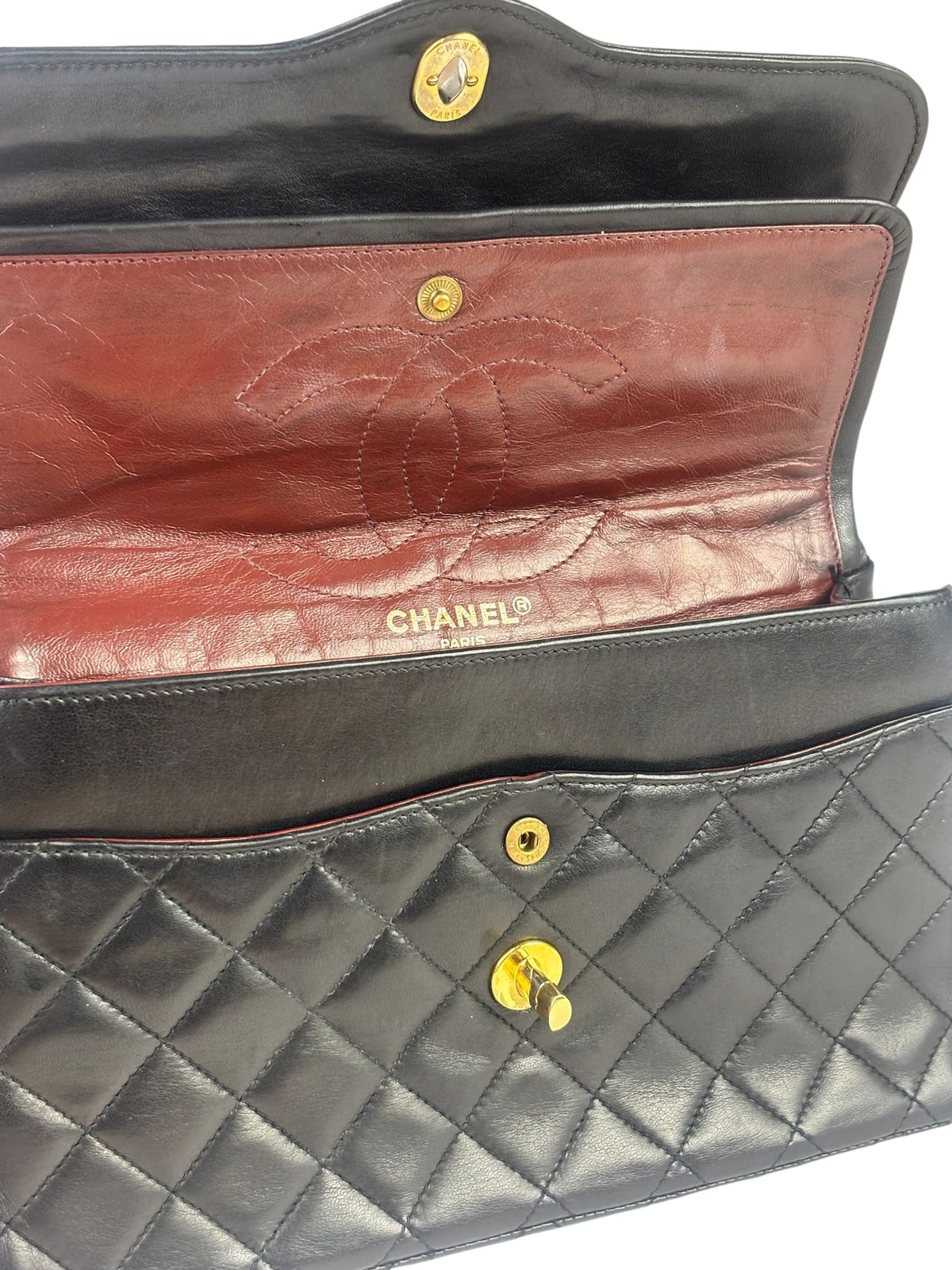 Chanel Black Quilted Leather Double Flap Small Bag