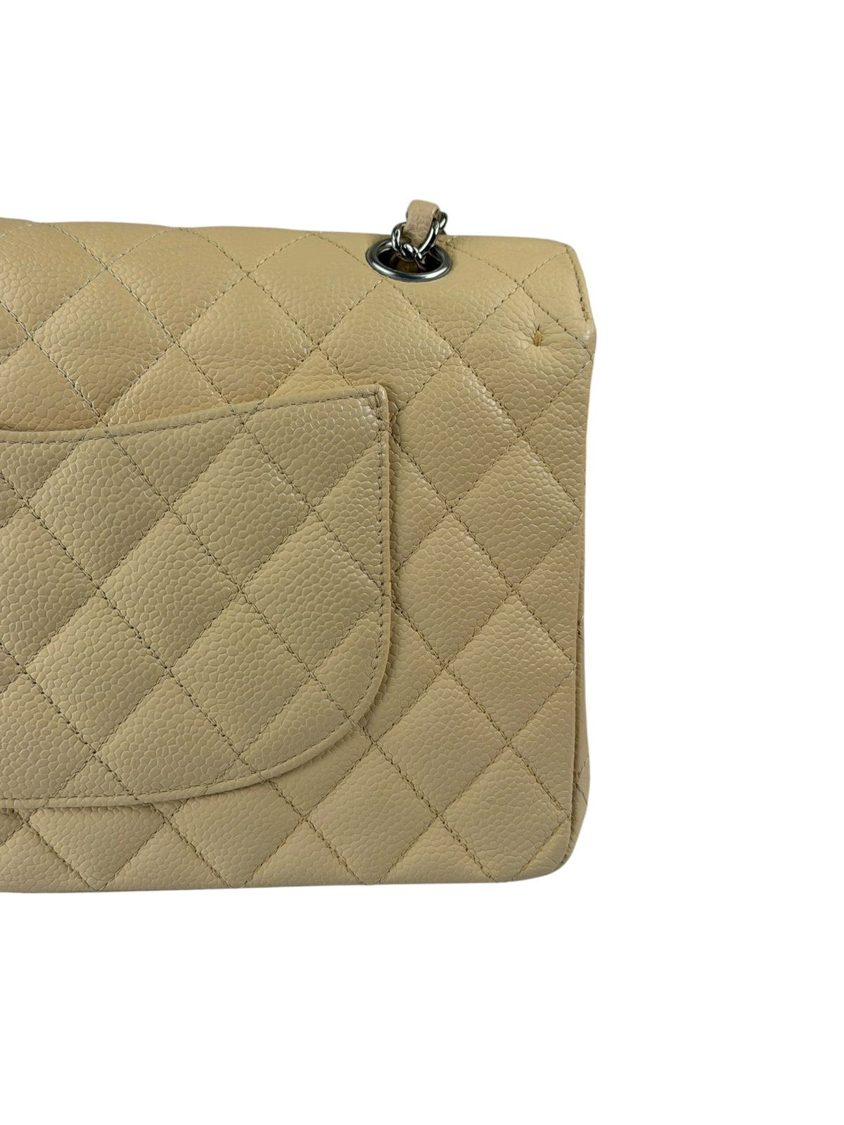 Chanel Beige Quilted Caviar Double Flap 2009