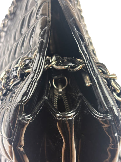Chanel Large Black Patent Leather Mademoiselle Bowling Bag 2011-12