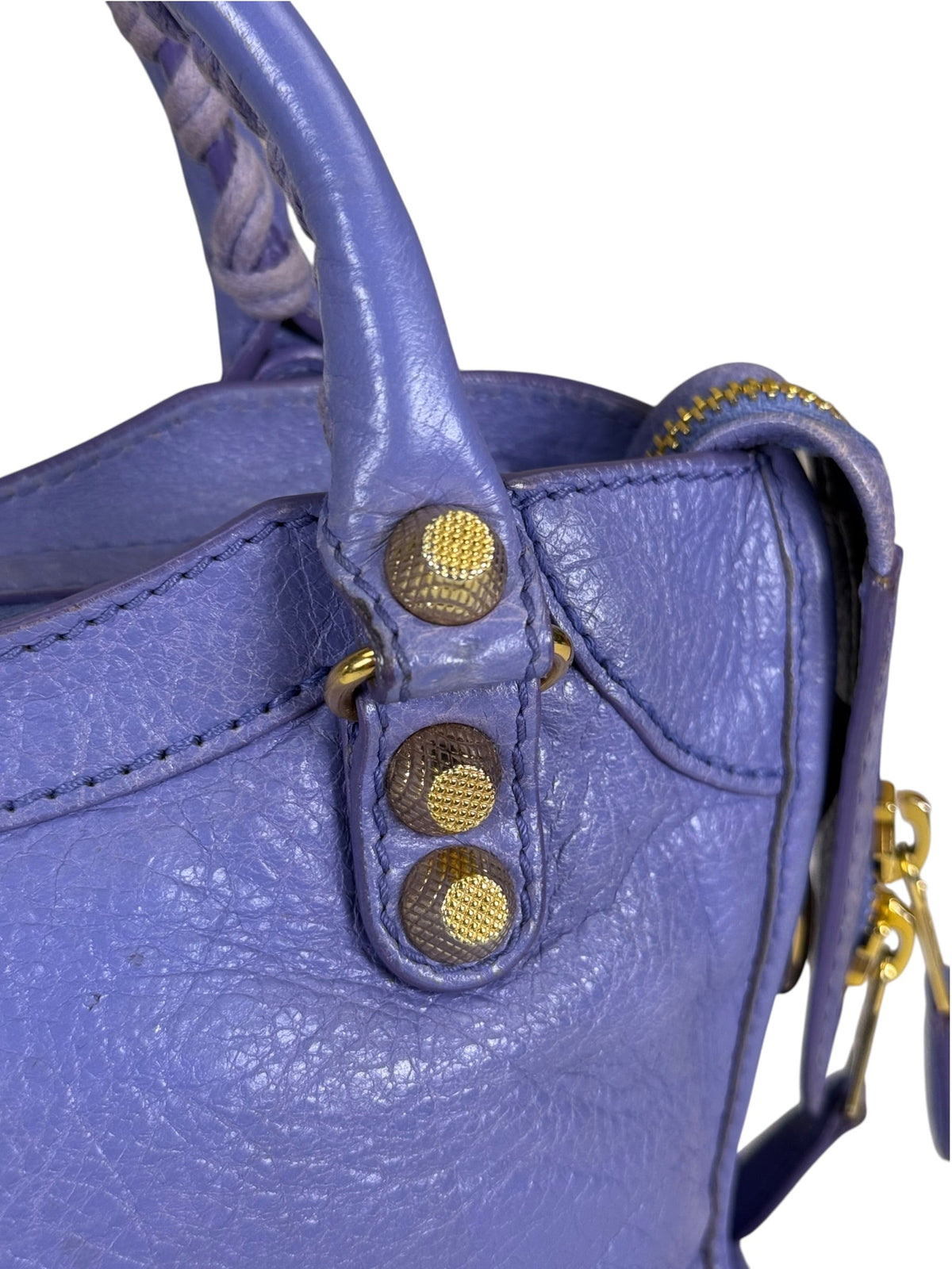 Balenciaga Purple Lambskin Moto City Two-Way Bag