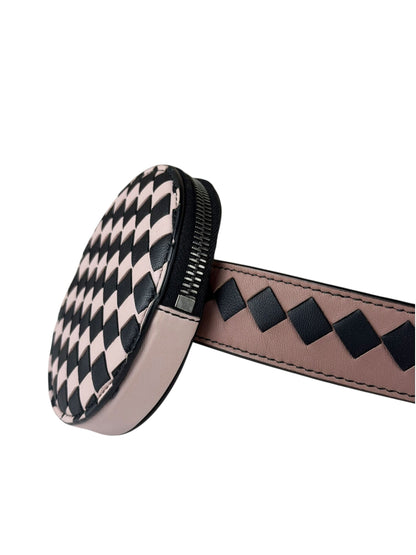 Bottega Veneta Black/Pink Intrecciato Round Around Belt Bag