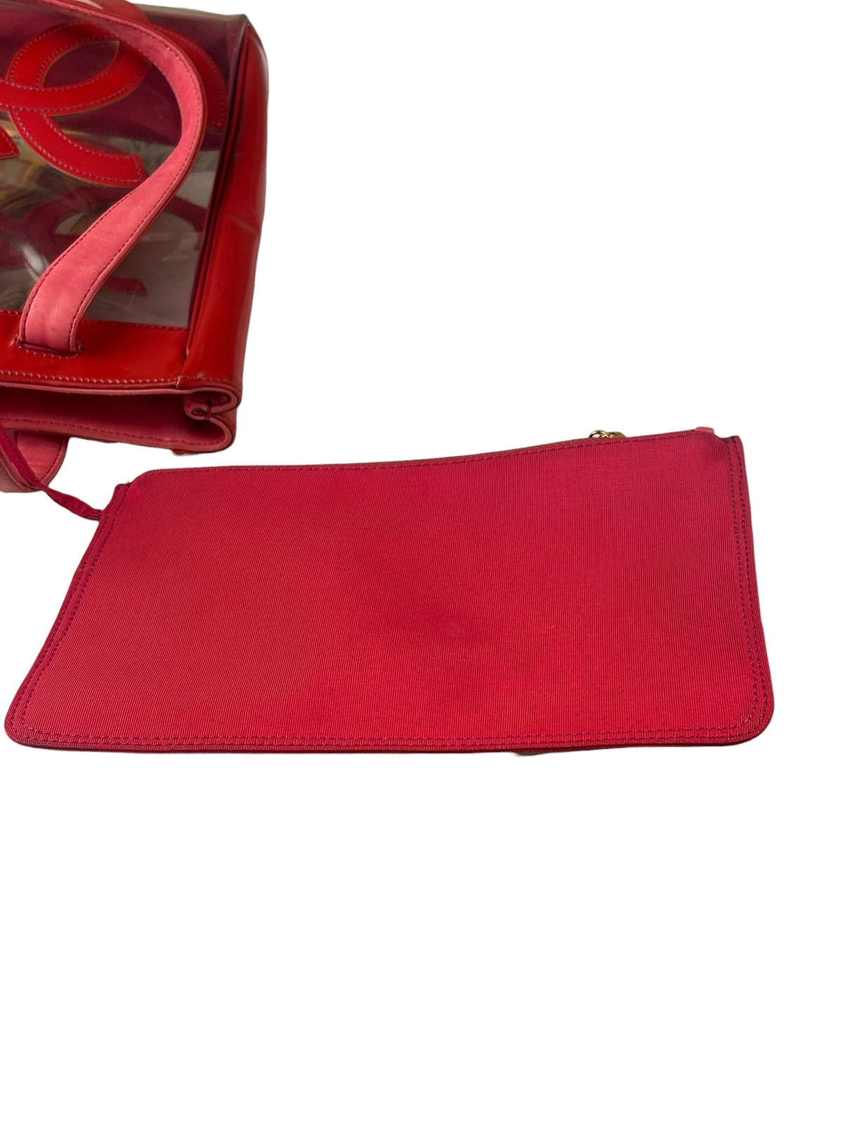 Chanel Red Triple C PVC Tote Bag w/ Pouch 2004