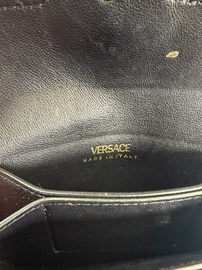 Versace Black Calfskin La Medusa Flap Card Holder