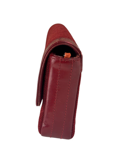 Chanel Dark Red East West Chocolate Bar Patent Trim Handbag 2002-03
