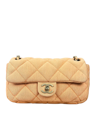 Chanel CC Peach Jersey Quilted Flap Bag