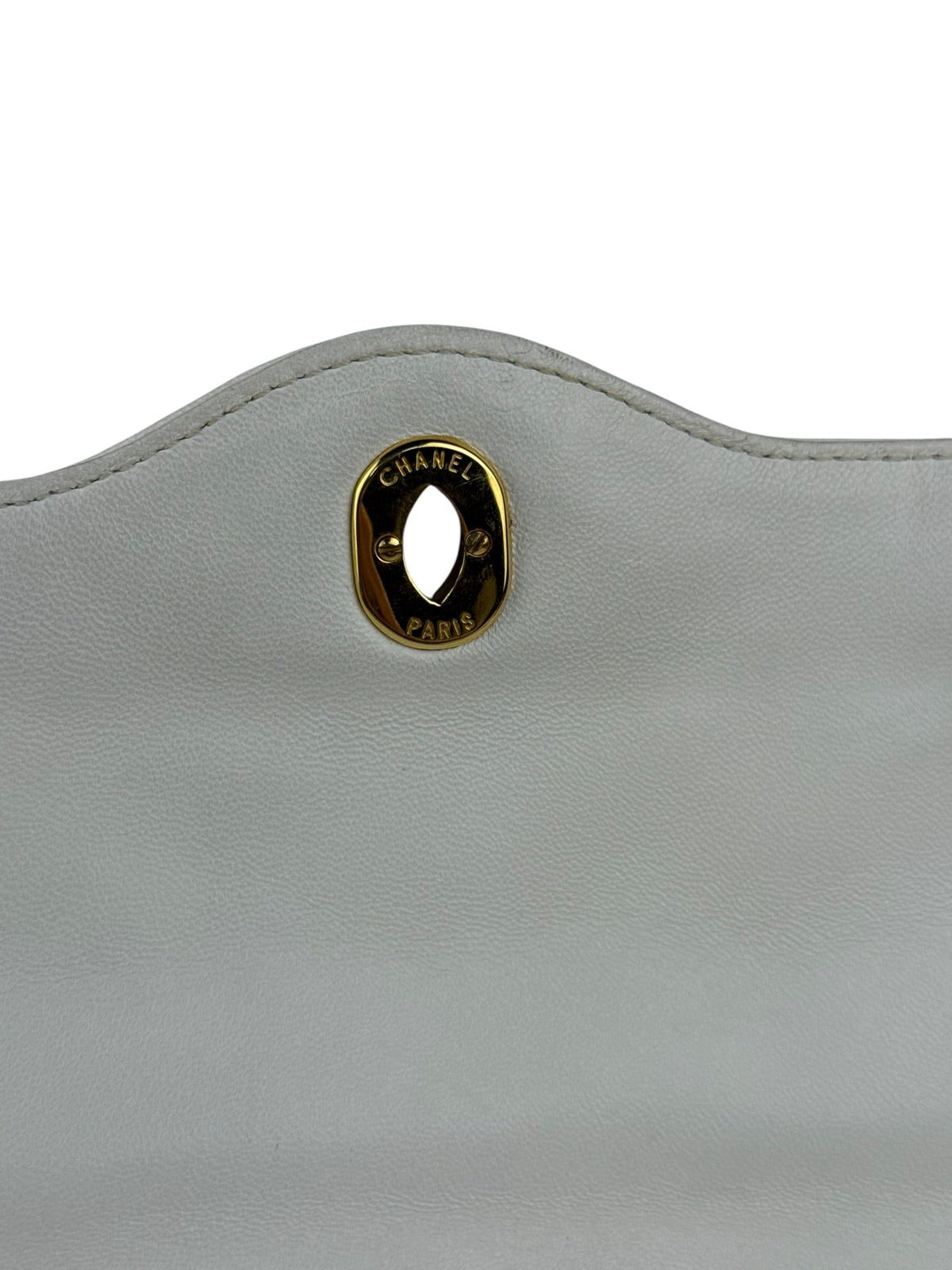 Chanel CC White Quilted Double Flap Bag 1988