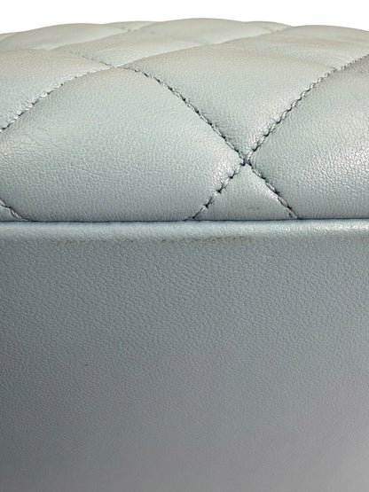 Chanel Light Blue Quilted Lambskin Top Handle Vanity Case 2019