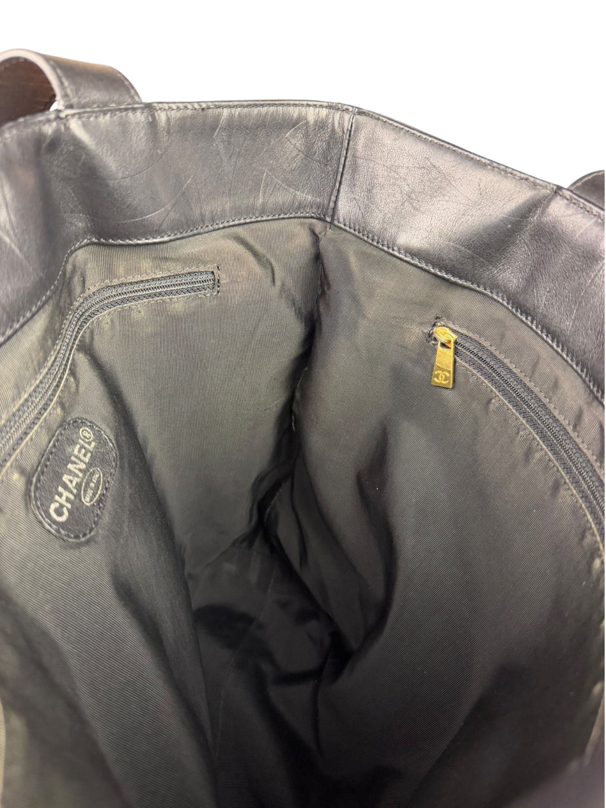Chanel Black Lambskin CC Swirl Pattern Tote 2000