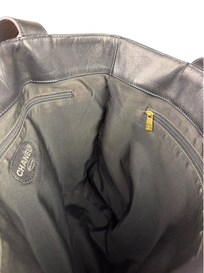 Chanel Black Lambskin CC Swirl Pattern Tote 2000