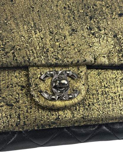 Chanel Black/Golden Quilted Lambskin Night Clutch On Chain Flap Bag 2012