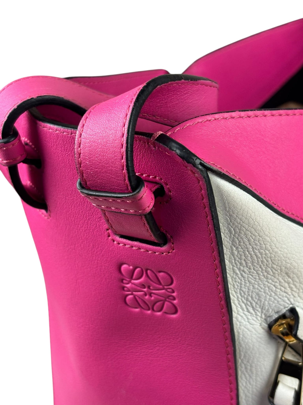 Loewe Pink/White Leather M Hammock Bag