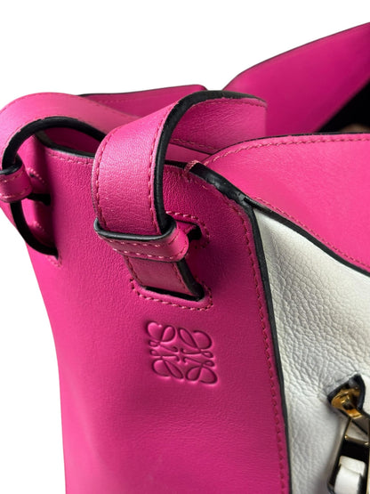 Loewe Pink/White Leather M Hammock Bag
