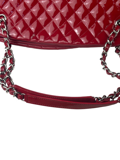 Chanel Red Patent Quilted Leather Large Just Mademoiselle Bowling Bag