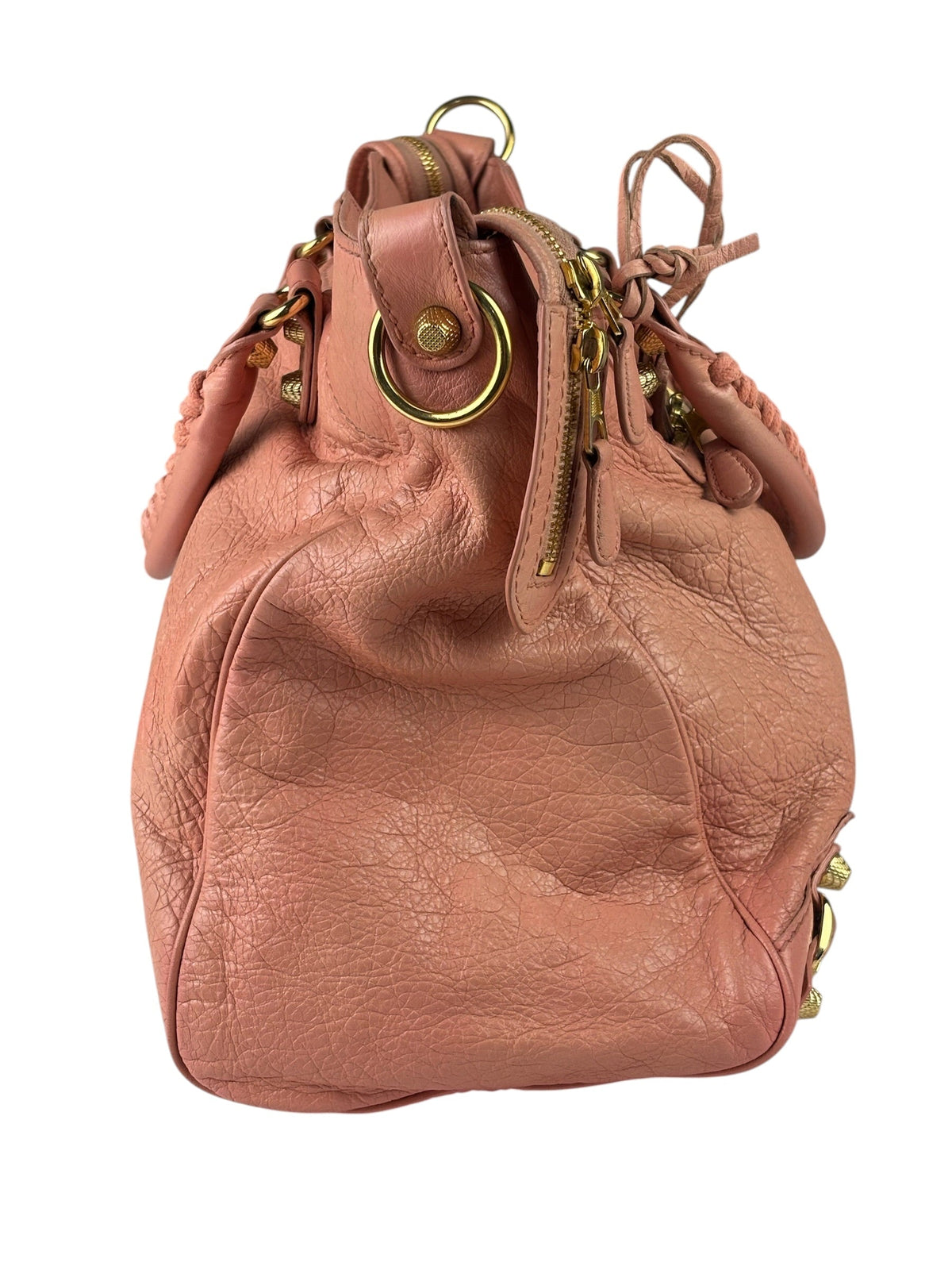 Balenciaga Light Pink Leather Classic Moto City Bag