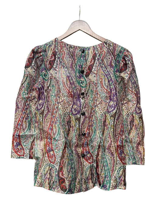 1980s Yves Saint Laurent Silk Multicolor Paisley Blouse