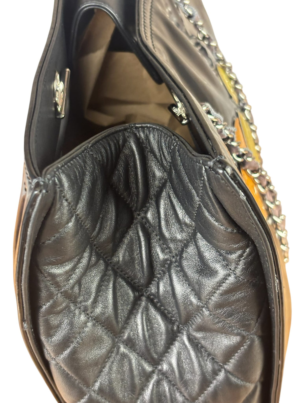 Chanel Black Patent Leather Quilted Lipstick Tote 2011