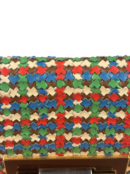 Fendi Colorblock Leather Woven Shoulder Bag