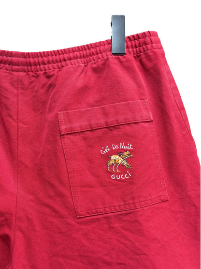 Gucci Bee Logo Embroidered Red Shorts