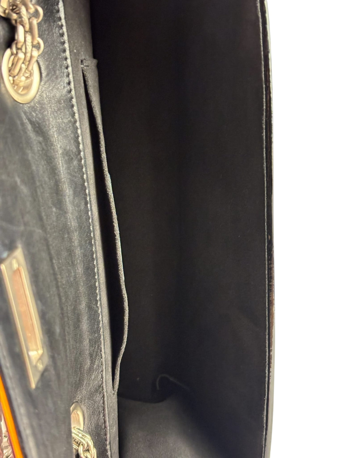 Chanel Black Patent Orange Trim 2.55 Flap 2009
