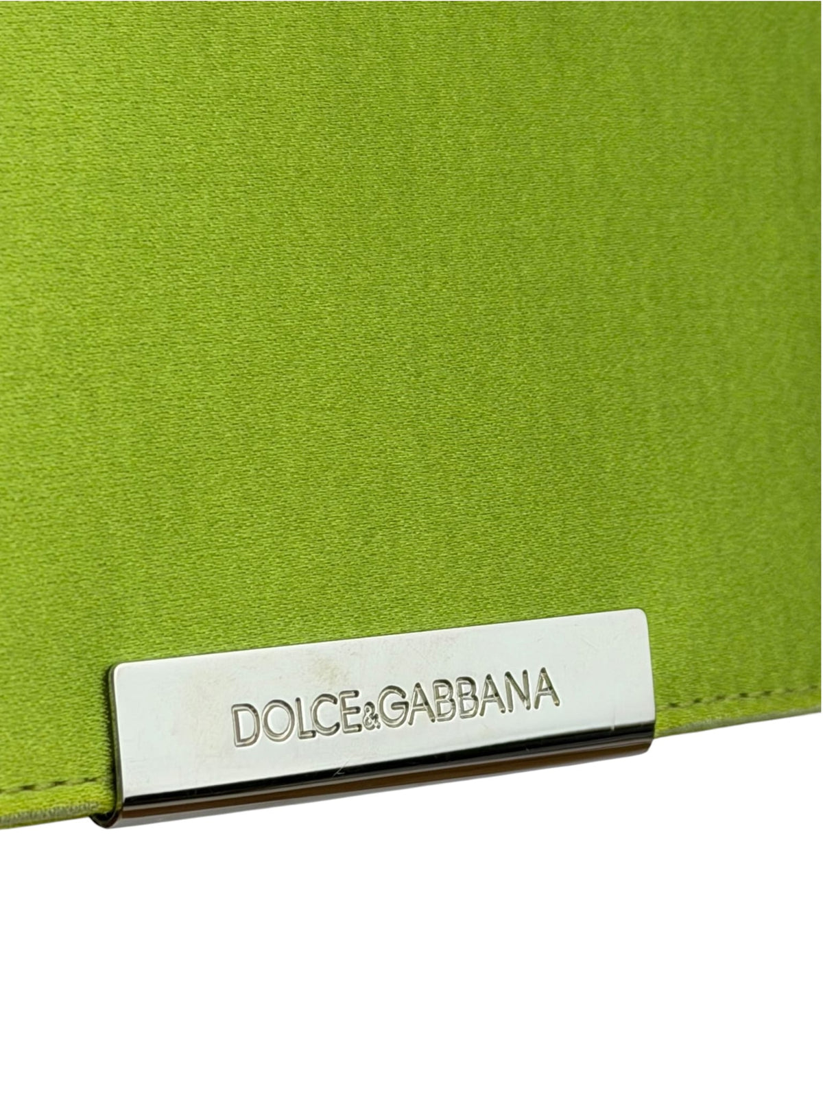 Dolce & Gabbana Lime Green Satin Clutch