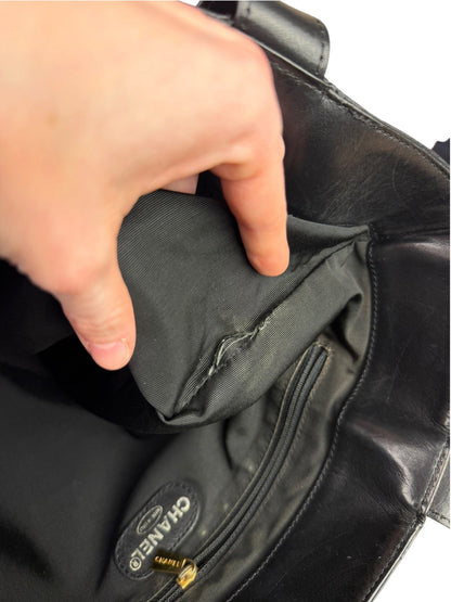 Chanel Black Lambskin CC Swirl Pattern Tote 2000