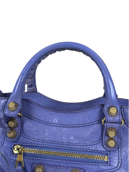 Balenciaga Purple Lambskin Moto City Two-Way Bag