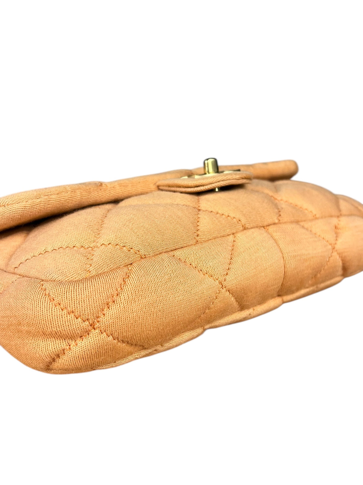 Chanel CC Peach Jersey Quilted Flap Bag