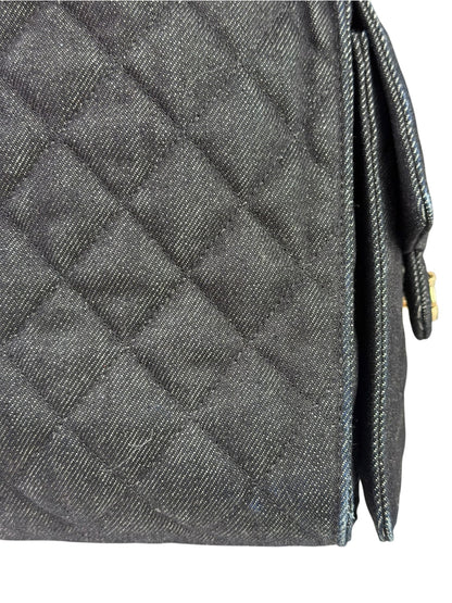 Chanel Navy Quilted Denim/Leather Trim 25 Hobo Bag 2021