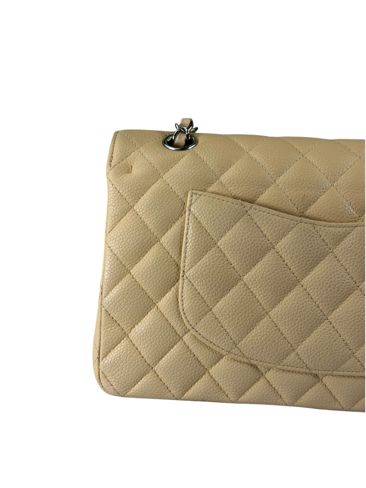 Chanel Beige Quilted Caviar Double Flap 2009